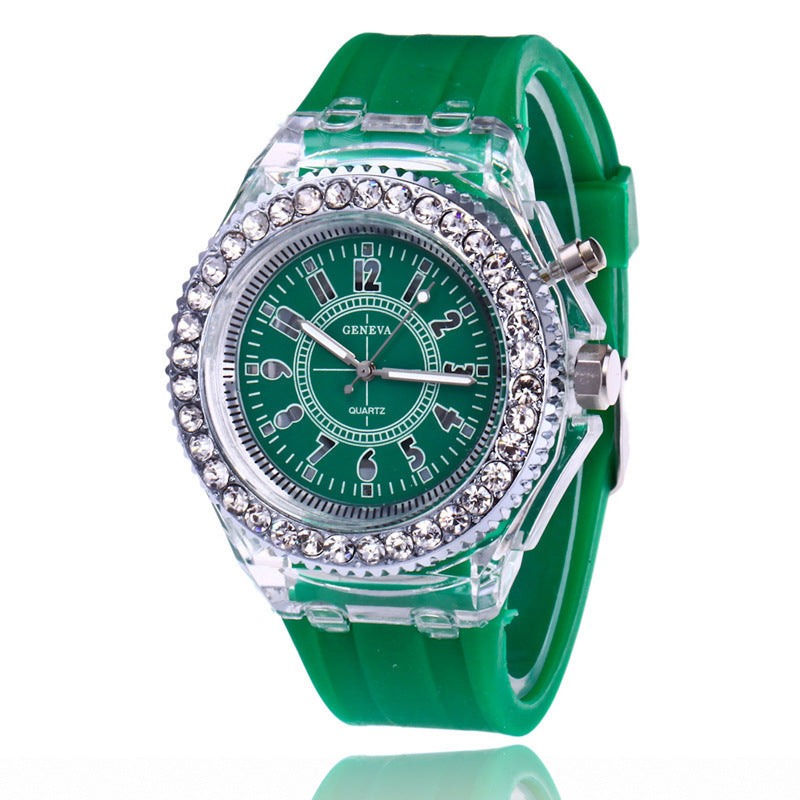LED light frame Geneva quartz silicone women's wristwatches