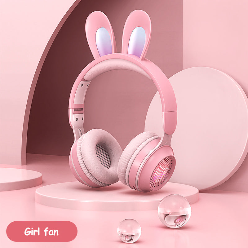 Kabellose LED-ausziehbare Bluetooth-MP3-Kopfhörer mit Hasenohrenmuster