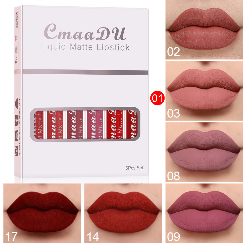 Matte Wasserfest Antihaft-Tasse Lipgloss 6-teiliges Set