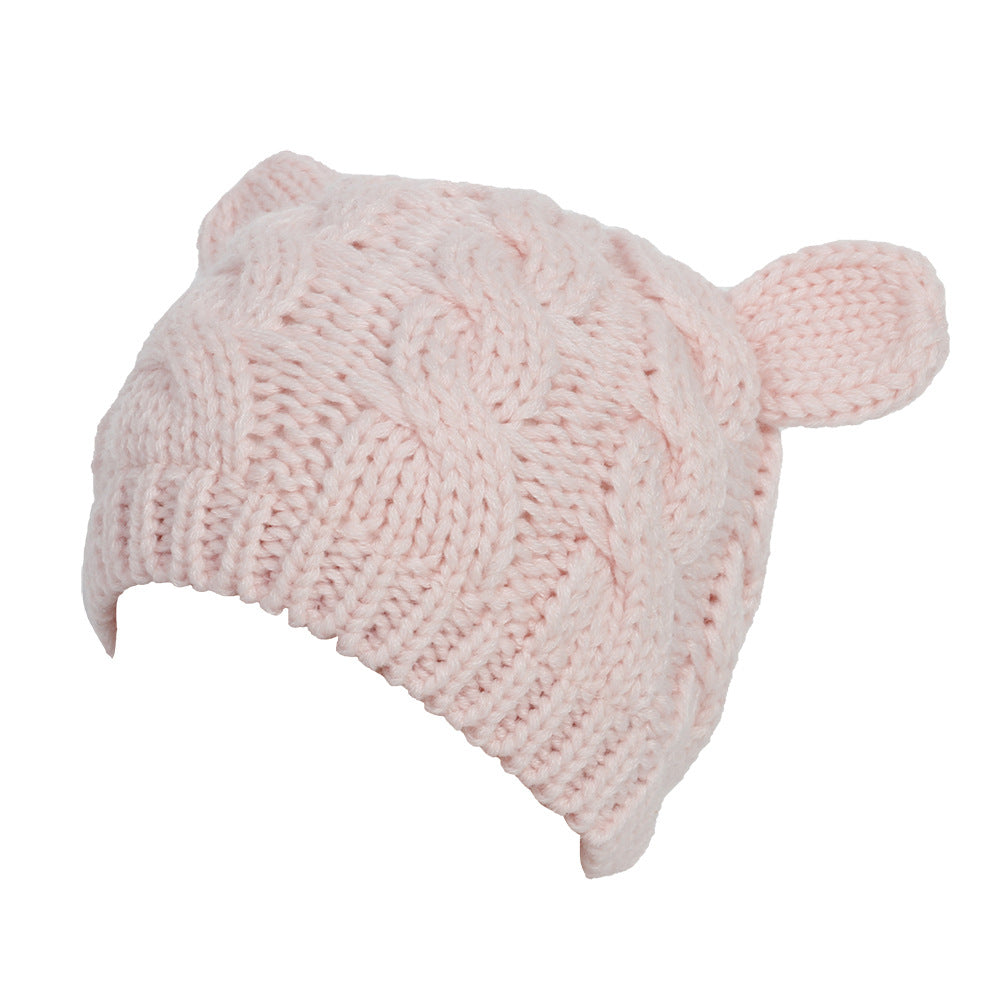 Handgefertigte Niedliche 3D Katzenohren Strickmütze