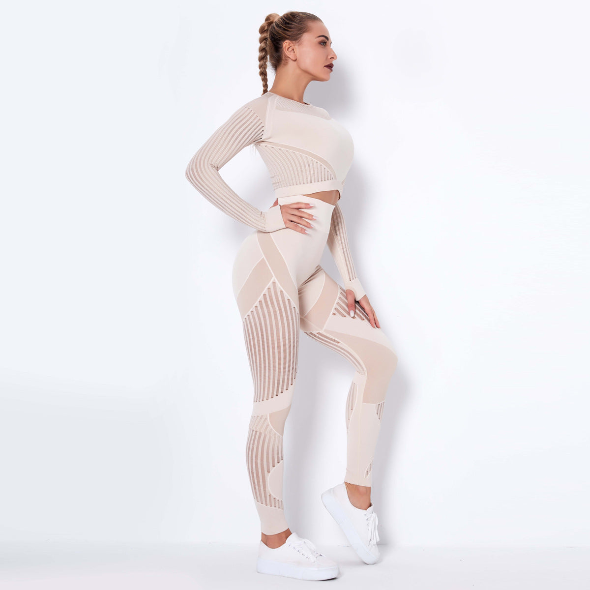 Seamless Knitted Absorbent Yoga Long Sleeve Suit