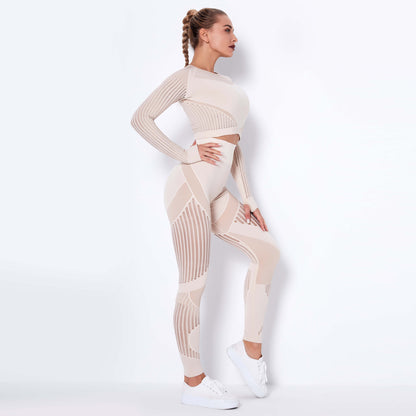 Seamless Knitted Absorbent Yoga Long Sleeve Suit