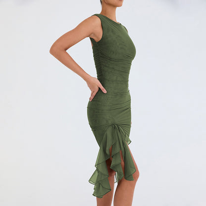 Figurbetont Rundhalsausschnitt Party Club Kleid