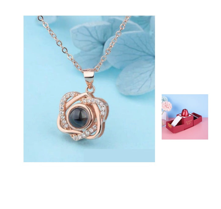 Geschenkbox Metallrose Halskette Schmuckset