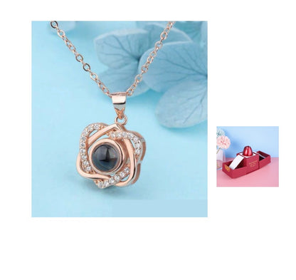 Geschenkbox Metallrose Halskette Schmuckset