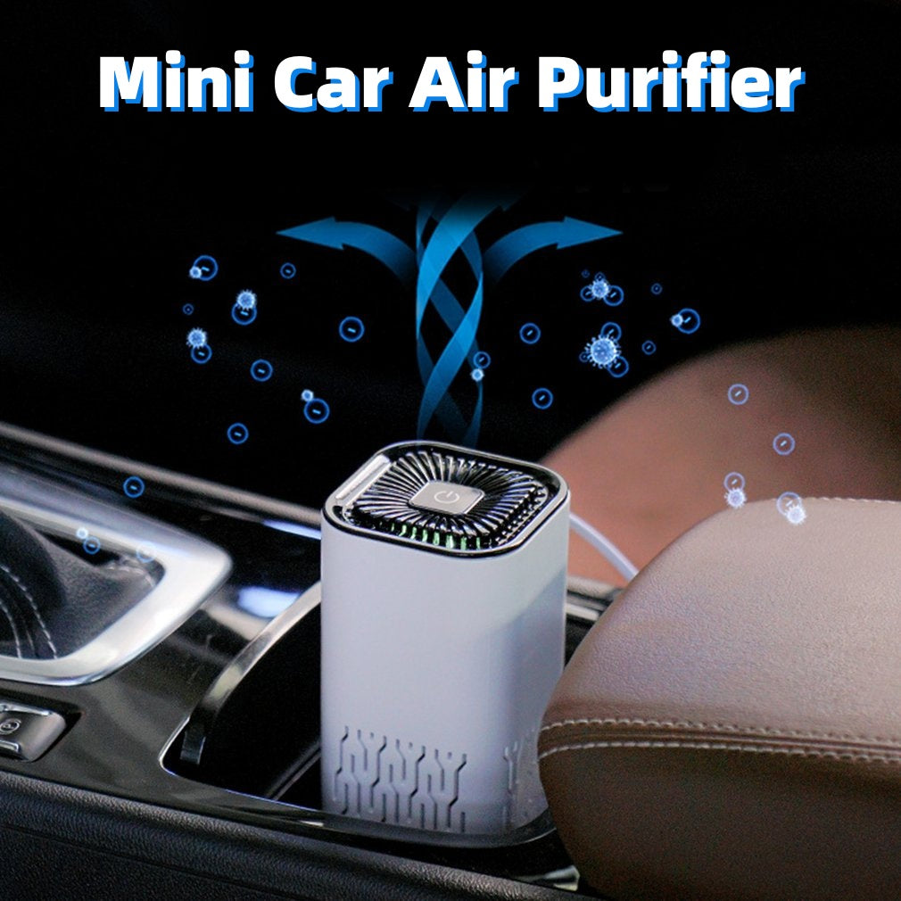 Portable car air purifier with negative ion generator removes formaldehyde, dust and smoke, ensuring fresh air in the car.