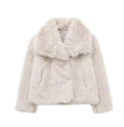 Plush jackets, fashionable, warm, fluffy, with lapel collar