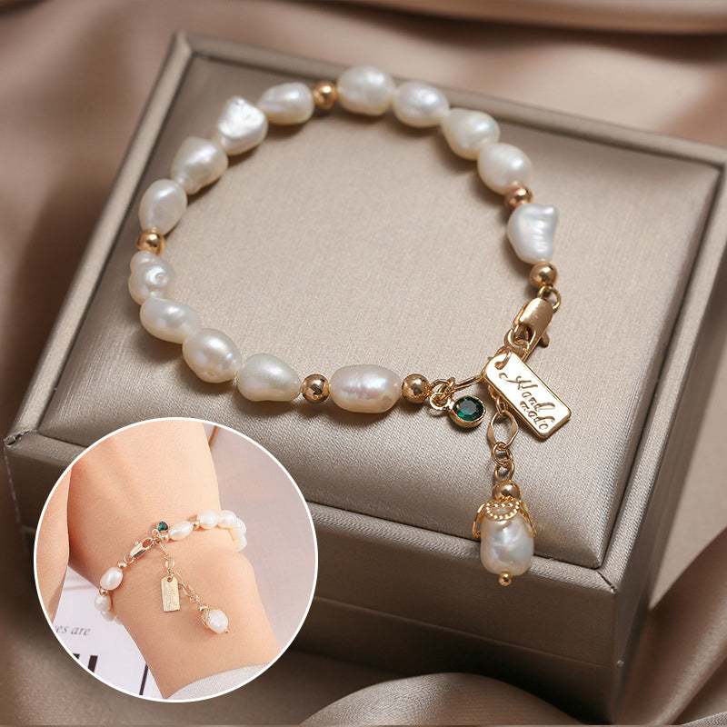 Brazalete de perlas de circonita natural
