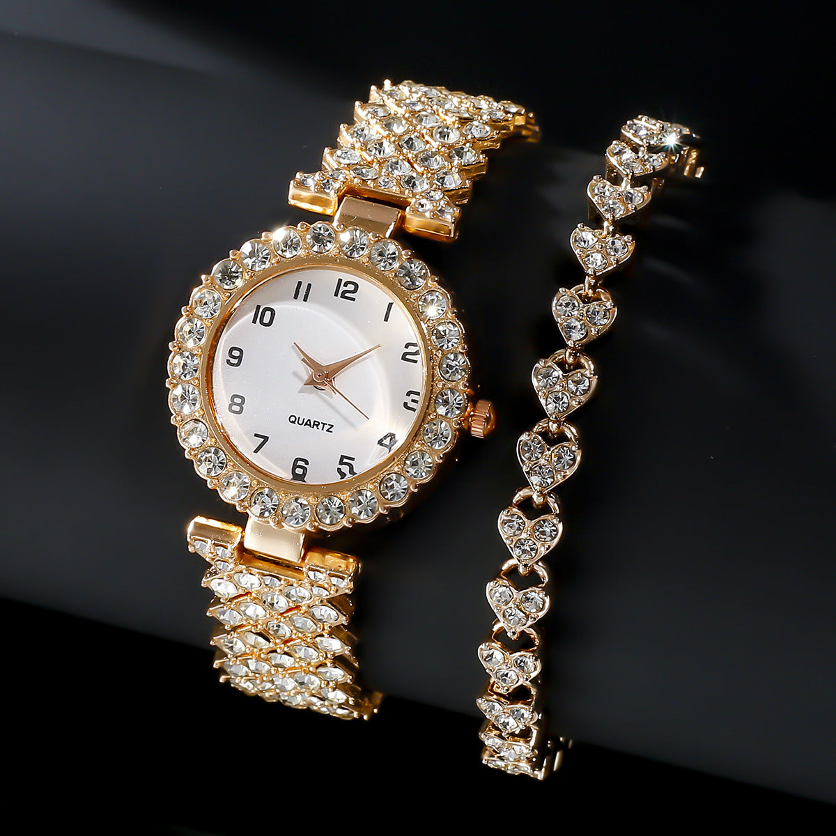 2-piece luxury set quartz bracelet women's wristwatch