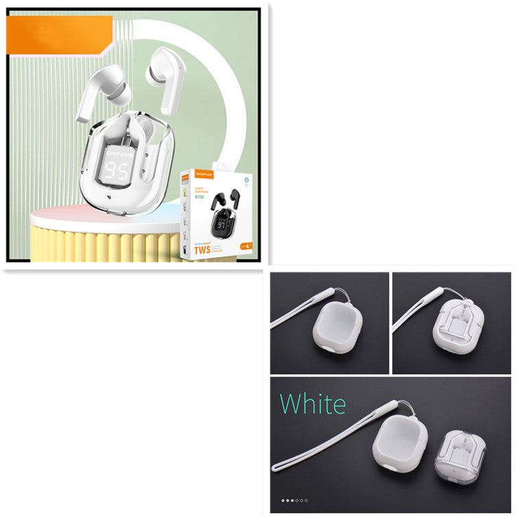 New transparent mini Bluetooth headset with digital display, ENC noise cancellation, wireless sports and music playback