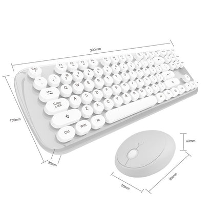 Wireless keyboard and mouse set for girls in a retro design