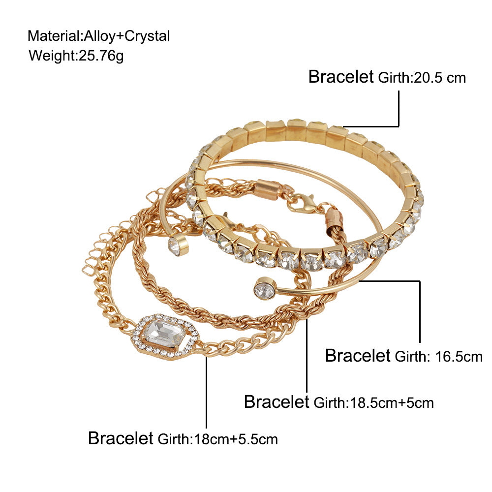 Kristall Armband Bohème Design 4-teiliges Modeschmuck-Set