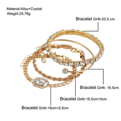 Kristall Armband Bohème Design 4-teiliges Modeschmuck-Set