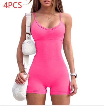 Tanktop-Shorts für Fitnessstudio, Yoga und Workout, Jumpsuit