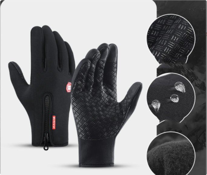 Winter gloves with touchscreen function, waterproof sports gloves for motorcycling and sliding with fleece lining