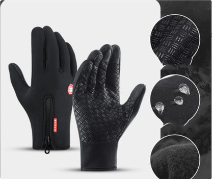 Winter gloves with touchscreen function, waterproof sports gloves for motorcycling and sliding with fleece lining