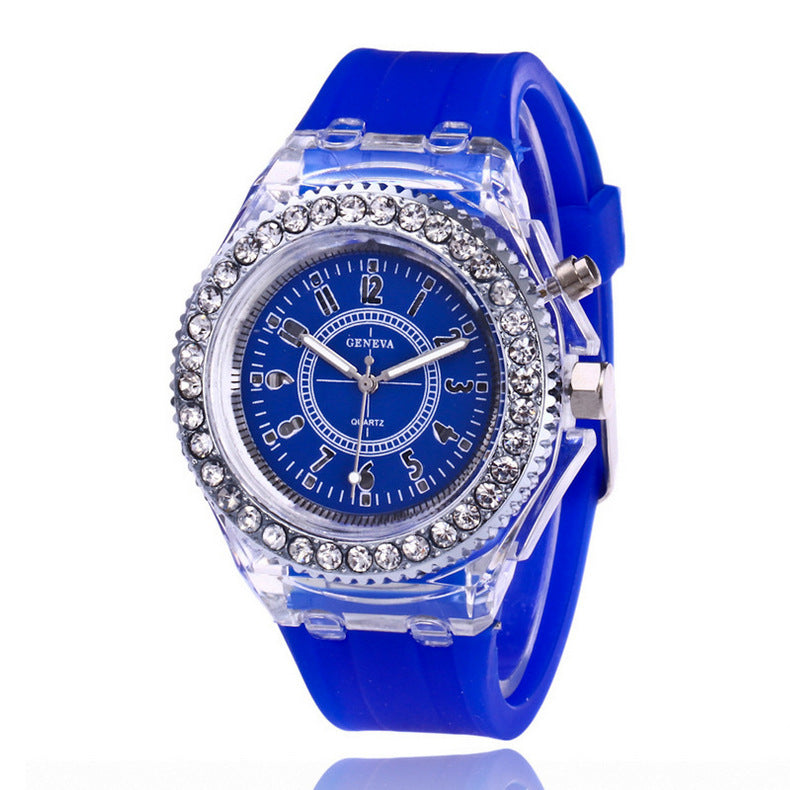 LED light frame Geneva quartz silicone women's wristwatches