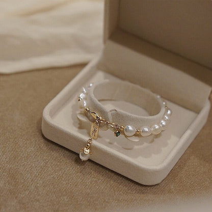 Brazalete de perlas de circonita natural