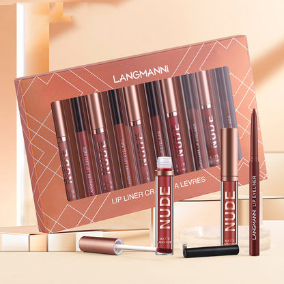 Wasserfest Langanhaltend 6 Matte Lipgloss 6 Lipliner 12-teiliges Set