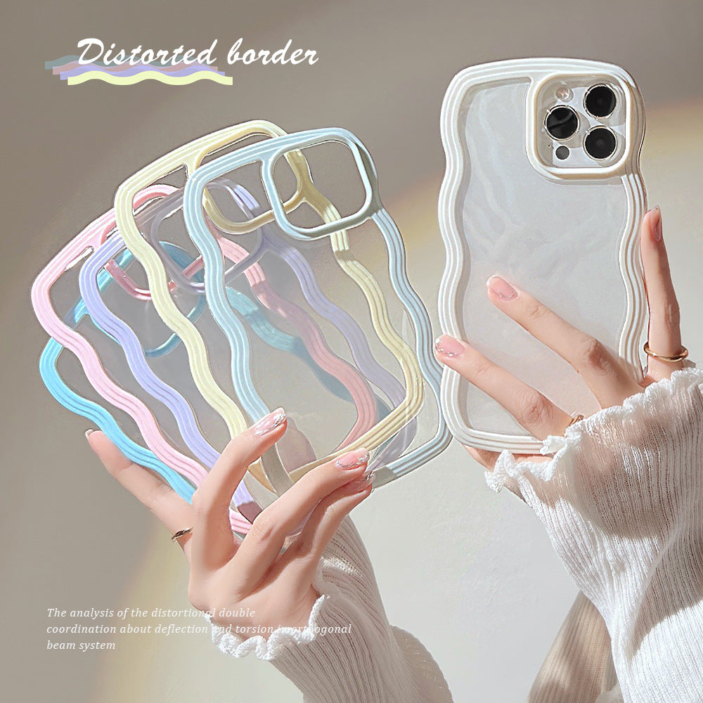 Phone case with wavy edges, solid color, simple candy color