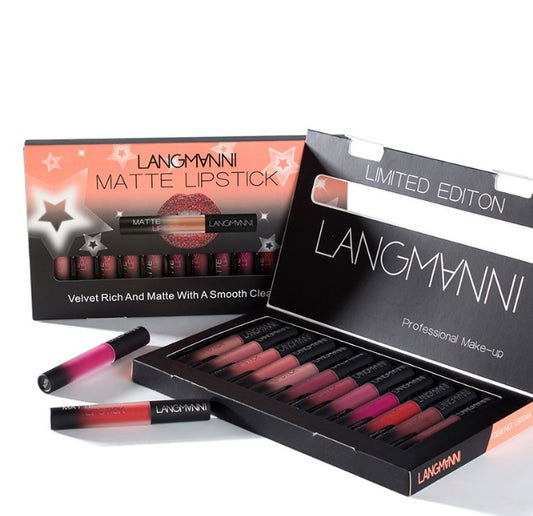 Matte lipstick set, waterproof, long-lasting, velvety
