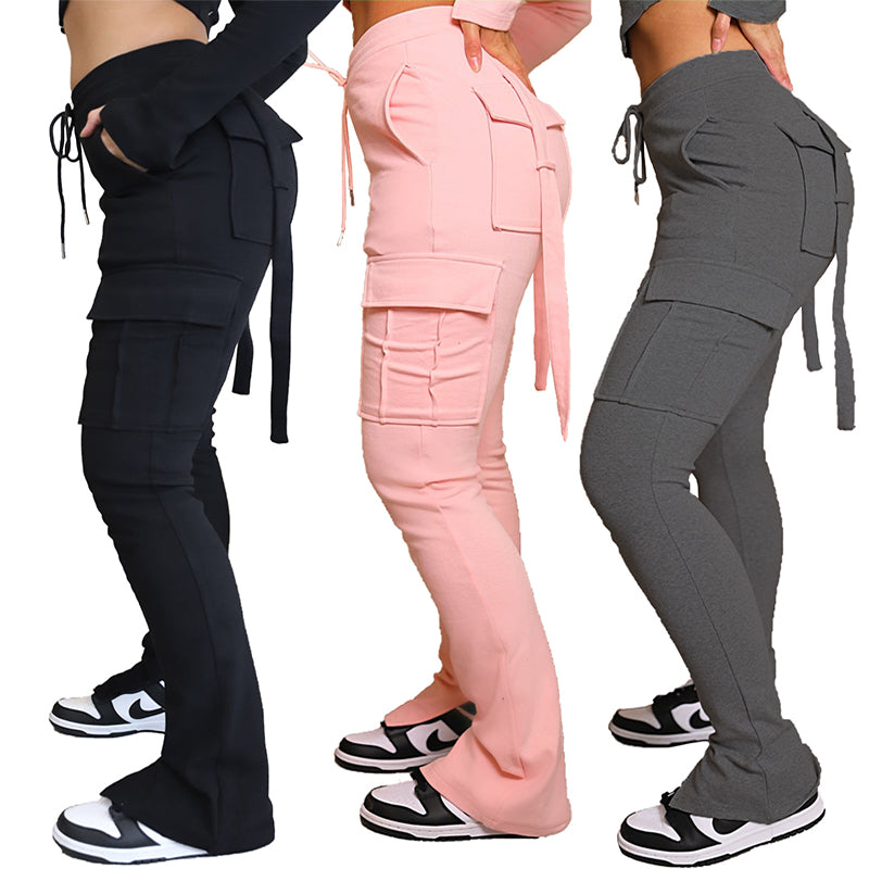Kordelzug-Cargohose mit hoher Taille