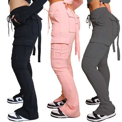 Kordelzug-Cargohose mit hoher Taille