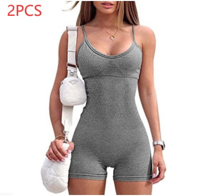 Tanktop-Shorts für Fitnessstudio, Yoga und Workout, Jumpsuit
