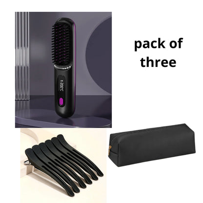 Kabellose USB-Ladefunktion 2-in-1-Haarglättungsbürste