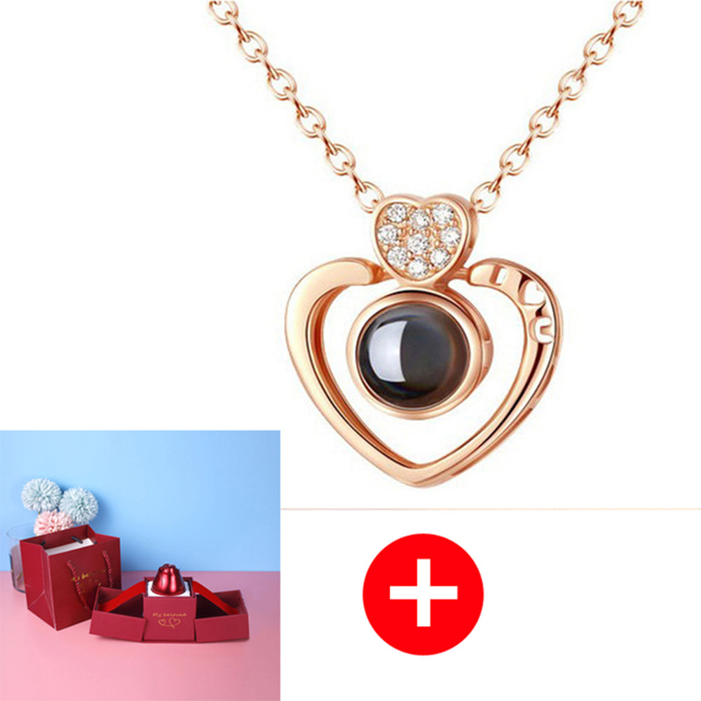 Geschenkbox Metallrose Halskette Schmuckset